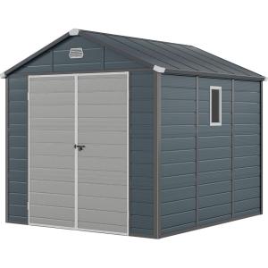 imageYITAHOME Outdoor Resin Storage Shed wo Floor 8x9FT AllWeather Plastic Shed with Lockable Doors Window ampamp Vents Plastic Tool Shed for Backyard Patio Poolside Lawn Dark Gray