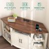 imageYITAHOME Corner TV Stand with Mount for Living Room Led Entertainment Center with Storage ampamp Power Outlets Farmhouse TV Stand for 70 Inch TV Walnut ampamp Warm White