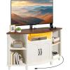 imageYITAHOME Corner TV Stand with Mount for Living Room Led Entertainment Center with Storage ampamp Power Outlets Farmhouse TV Stand for 70 Inch TV Walnut ampamp Warm White