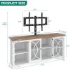 imageYITAHOME Farmhouse TV Stand with Mount for 3270 Inch TVs Entertainment Center with Power Outlets Media Console Cabinet with Tempered Glass Doors for Living Room Washed Grey ampamp White