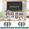 imageYITAHOME Farmhouse TV Stand with Mount for 3270 Inch TVs Entertainment Center with Power Outlets Media Console Cabinet with Tempered Glass Doors for Living Room Washed Grey ampamp White