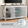 imageYITAHOME TV Stands for Living Room Farmhouse Entertainment Center with Storage Media Console TV Cabinet for 55 Inch TV with Adjustable Shelf ampamp Open Shelves Grey Wash ampampWhiteGrey Wash  White