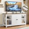 imageYITAHOME TV Stands for Living Room Farmhouse Entertainment Center with Storage Media Console TV Cabinet for 55 Inch TV with Adjustable Shelf ampamp Open Shelves Grey Wash ampampWhiteGrey Wash  White