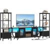 imageYITAHOME TV Stands for Living Room LED TV Stand for 65 inch TV Entertainment Center with 2 Bookshelves Modern Farmhouse TV Console Cabinet with Power Outlets Black