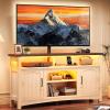 imageYITAHOME Farmhouse TV Stand for 7570 Inch TV Entertainment Center with TV Mount LED TV Stand for Living Room with Storage ampamp Power Outlets Walnut ampamp Warm White