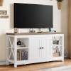 imageYITAHOME TV Stands for Living Room Farmhouse Entertainment Center with Storage Media Console TV Cabinet for 55 Inch TV with Adjustable Shelf ampamp Open Shelves Grey Wash ampampWhiteGrey Wash  White