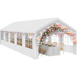 imageYITAHOME 20x40FT Party Tent Heavy Duty Wedding Tent Event Shelters Outdoor Canopy Upgraded Galvanized Steel Carport with Removable Sidewall Windows for Commercial and Parties White16x32ft