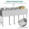 imageYITAHOME Stainless Steel Freestanding Utility Large Sink with 2 Drainboards ampamp Cart Storage Space Single Bowl NSF Commercial Prep Sink WStorage Shelf for Restaurant Laundry GarageOutdoor 50in3Sink w 2 Drainboards