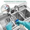 imageYITAHOME Stainless Steel Freestanding Utility Large Sink with 2 Drainboards ampamp Cart Storage Space Single Bowl NSF Commercial Prep Sink WStorage Shelf for Restaurant Laundry GarageOutdoor 50in3Compartment Sink