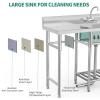imageYITAHOME Stainless Steel Freestanding Utility Large Sink with 2 Drainboards ampamp Cart Storage Space Single Bowl NSF Commercial Prep Sink WStorage Shelf for Restaurant Laundry GarageOutdoor 50in50in 1Sink w 2 Drainboards Shelf