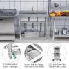 imageYITAHOME Stainless Steel Freestanding Utility Large Sink with 2 Drainboards ampamp Cart Storage Space Single Bowl NSF Commercial Prep Sink WStorage Shelf for Restaurant Laundry GarageOutdoor 50in3Compartment Sink