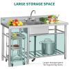 imageYITAHOME Stainless Steel Freestanding Utility Large Sink with 2 Drainboards ampamp Cart Storage Space Single Bowl NSF Commercial Prep Sink WStorage Shelf for Restaurant Laundry GarageOutdoor 50in60in 1Sink w 2 Drainboards Shelf