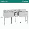 imageYITAHOME Stainless Steel Freestanding Utility Large Sink with 2 Drainboards ampamp Cart Storage Space Single Bowl NSF Commercial Prep Sink WStorage Shelf for Restaurant Laundry GarageOutdoor 50in3Sink w 2 Drainboards
