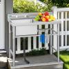 imageYITAHOME Stainless Steel Freestanding Utility Large Sink with 2 Drainboards ampamp Cart Storage Space Single Bowl NSF Commercial Prep Sink WStorage Shelf for Restaurant Laundry GarageOutdoor 50in1Sink with Left Drainboard