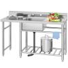 imageYITAHOME Stainless Steel Freestanding Utility Large Sink with 2 Drainboards ampamp Cart Storage Space Single Bowl NSF Commercial Prep Sink WStorage Shelf for Restaurant Laundry GarageOutdoor 50in60in 1Sink w 2 Drainboards Shelf