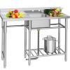 imageYITAHOME Stainless Steel Freestanding Utility Large Sink with 2 Drainboards ampamp Cart Storage Space Single Bowl NSF Commercial Prep Sink WStorage Shelf for Restaurant Laundry GarageOutdoor 50in50in 1Sink w 2 Drainboards Shelf