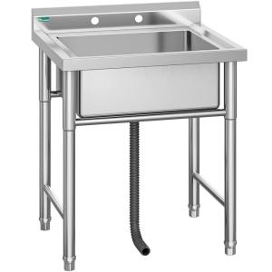 imageYITAHOME Stainless Steel Freestanding Utility Large Sink with 2 Drainboards ampamp Cart Storage Space Single Bowl NSF Commercial Prep Sink WStorage Shelf for Restaurant Laundry GarageOutdoor 50in1Compartment Sink