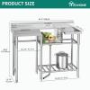 imageYITAHOME 29in Utility Kitchen Sink Free Standing Single Bowl with Pipe NSF Stainless Steel Commercial Sink for Laundry Room Bathroom Farmhouse Garage Indoor Outdoor50in 1Sink w 2 Drainboards Shelf
