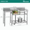 imageYITAHOME 29in Utility Kitchen Sink Free Standing Single Bowl with Pipe NSF Stainless Steel Commercial Sink for Laundry Room Bathroom Farmhouse Garage Indoor Outdoor60in 1Sink w 2 Drainboards Shelf