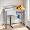 imageYITAHOME 29in Utility Kitchen Sink Free Standing Single Bowl with Pipe NSF Stainless Steel Commercial Sink for Laundry Room Bathroom Farmhouse Garage Indoor Outdoor1Sink with Left Drainboard