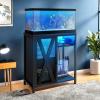 imageYITAHOME 90120 Gallon Reptile Tank Stand with Power Outlet ampamp LED Light Heavy Duty Aquarium Stand with Accessories Storage Cabinet  Metal Fish Tank Stand for Turtle Reptile 2000LBS Capacity WhiteBlack