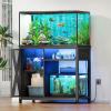 imageYITAHOME 90120 Gallon Reptile Tank Stand with Power Outlet ampamp LED Light Heavy Duty Aquarium Stand with Accessories Storage Cabinet  Metal Fish Tank Stand for Turtle Reptile 2000LBS Capacity WhiteBlack