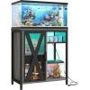 imageYITAHOME 90120 Gallon Reptile Tank Stand with Power Outlet ampamp LED Light Heavy Duty Aquarium Stand with Accessories Storage Cabinet  Metal Fish Tank Stand for Turtle Reptile 2000LBS Capacity WhiteGrey
