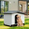 imageYITAHOME 2Door Large Dog House with Elevated Base ampamp Cushion Plastic Pet House for Small and Medium Dogs Easy Assembly Waterproof for IndoorOutdoor Use 36L x 271W x 26H437L x 33W x 316H