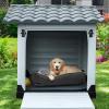 imageYITAHOME 2Door Large Dog House with Elevated Base ampamp Cushion Plastic Pet House for Small and Medium Dogs Easy Assembly Waterproof for IndoorOutdoor Use 36L x 271W x 26H437L x 33W x 316H