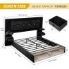 imageYITAHOME Queen Size Bed Frame with Upholstered Oversize Headboard and LED Lights Luxury Velvet Platform with Charging Station and Drawers ampamp Nightstands No Box Spring Needed Easy Assembly BlackBlack