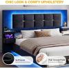 imageYITAHOME Queen Size Bed Frame with Upholstered Oversize Headboard and LED Lights Luxury Velvet Platform with Charging Station and Drawers ampamp Nightstands No Box Spring Needed Easy Assembly BlackBlack