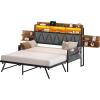 imageYITAHOME Twin Size Daybed with Trundle Heavy Duty Metal Bed Frame with RGB LED Lights Upholstered Storage Bookcase Headboard with Charging Station for Living Room Bedroom and Guest Room GreyGrey