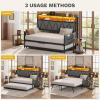 imageYITAHOME Twin Size Daybed with Trundle Heavy Duty Metal Bed Frame with RGB LED Lights Upholstered Storage Bookcase Headboard with Charging Station for Living Room Bedroom and Guest Room GreyGrey