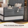 imageYITAHOME Twin Size Daybed with Trundle Heavy Duty Metal Bed Frame with RGB LED Lights Upholstered Storage Bookcase Headboard with Charging Station for Living Room Bedroom and Guest Room GreyGrey