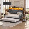 imageYITAHOME Twin Size Daybed with Trundle Heavy Duty Metal Bed Frame with RGB LED Lights Upholstered Storage Bookcase Headboard with Charging Station for Living Room Bedroom and Guest Room GreyGrey