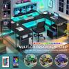 imageYITAHOME U Shaped Desk with Power Outlets ampamp LED Lights 79quot Reversible L Shaped Desk with Drawers Corner Computer Desk Office Desk with Monitor Stand ampamp Storage Shelves Rustic BrownBlack