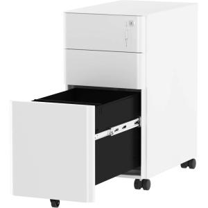 imageYITAHOME 3Drawer Metal Filing Cabinet Office Drawers with Keys Compact Slim Portable File Cabinet PreBuilt Office Storage Solution for A4LetterLegal BlackWhite