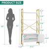 imageYITAHOME Bookshelf and Bookcase with Storage Cabinet Standing 5 Tiers Book Shelves Display Rack with Doors for Bedroom Living Room OfficeWhiteampampGoldGold