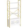 imageYITAHOME Bookshelf and Bookcase with Storage Cabinet Standing 5 Tiers Book Shelves Display Rack with Doors for Bedroom Living Room OfficeWhiteampampGoldGold