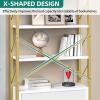 imageYITAHOME Bookshelf and Bookcase with Storage Cabinet Standing 5 Tiers Book Shelves Display Rack with Doors for Bedroom Living Room OfficeWhiteampampGoldGold