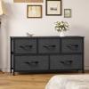 imageYITAHOME Dresser with 5 Drawers  Fabric Storage Tower Organizer Unit for Bedroom Living Room Closets  Sturdy Steel Frame Wooden TopBlack Grey