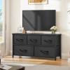 imageYITAHOME Dresser with 5 Drawers  Fabric Storage Tower Organizer Unit for Bedroom Living Room Closets  Sturdy Steel Frame Wooden TopCool Black