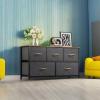 imageYITAHOME Dresser with 5 Drawers  Fabric Storage Tower Organizer Unit for Bedroom Living Room Closets  Sturdy Steel Frame Wooden TopCool Dark Grey