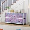 imageYITAHOME Dresser with 5 Drawers  Fabric Storage Tower Organizer Unit for Bedroom Living Room Closets  Sturdy Steel Frame Wooden TopPurple