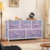 imageYITAHOME Dresser with 5 Drawers  Fabric Storage Tower Organizer Unit for Bedroom Living Room Closets  Sturdy Steel Frame Wooden TopPurple