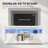imageYITAHOME TV Stand for 65 Inch TVs Entertainment Center with Storage Cabinets Power Outlet ampamp LED Light Media TV Console with Barn Doors for Living Room BlackWhite