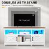 imageYITAHOME TV Stand for 65 Inch TVs Entertainment Center with Storage Cabinets Power Outlet ampamp LED Light Media TV Console with Barn Doors for Living Room BlackWhite  Walnut