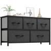 imageYITAHOME Dresser with 5 Drawers  Fabric Storage Tower Organizer Unit for Bedroom Living Room Closets  Sturdy Steel Frame Wooden TopBlack Grey