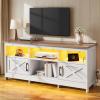 imageYITAHOME TV Stand for 65 Inch TVs Entertainment Center with Storage Cabinets Power Outlet ampamp LED Light Media TV Console with Barn Doors for Living Room BlackWhite  Walnut