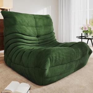 imageYITAHOME Bean Bag Chairs for Adults Giant Lazy Floor Sofa with Memory Foam Comfy Cordury Fireside Chair Beanbags for Living Room Apartment Dorm Office GreenGreen
